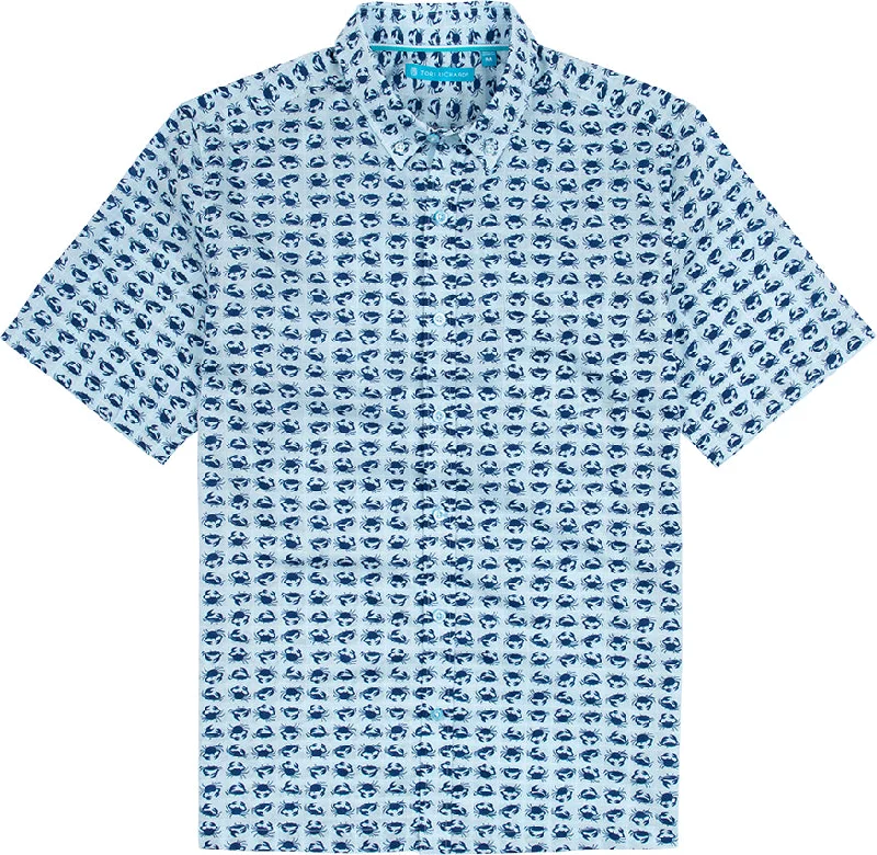 men's everyday business shirts -Tori Richard Consortium Camp Shirt - Blue Frost