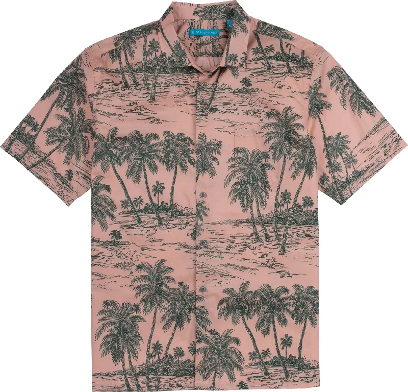 men's short-sleeve business shirts -Tori Richard Ballpoint Paradise Cotton Lawn Camp Shirt - Pink