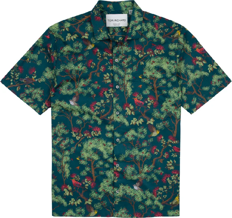 men's versatile shirts -Tori Richard Jewels Of The Rainforest Cotton Lawn Camp Shirt - Forest Green