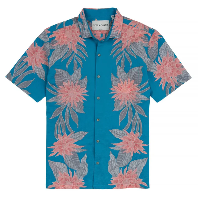 men's affordable dress shirts -Tori Richard Summer Night Camp Shirt - Wave