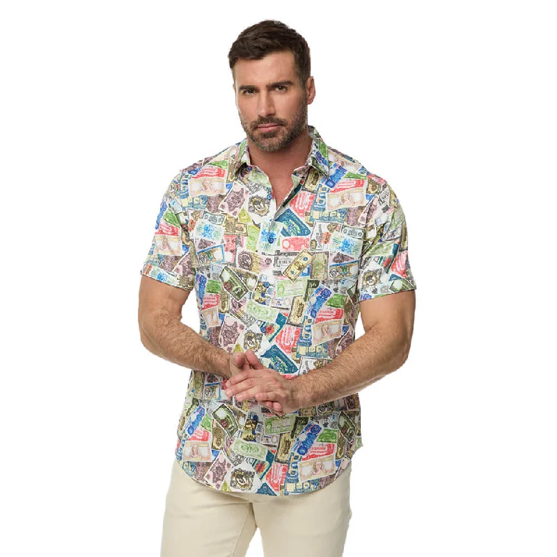 men's short-sleeve casual shirts -Robert Graham The Heist Short Sleeve Classic Fit Sport Shirt - Multi