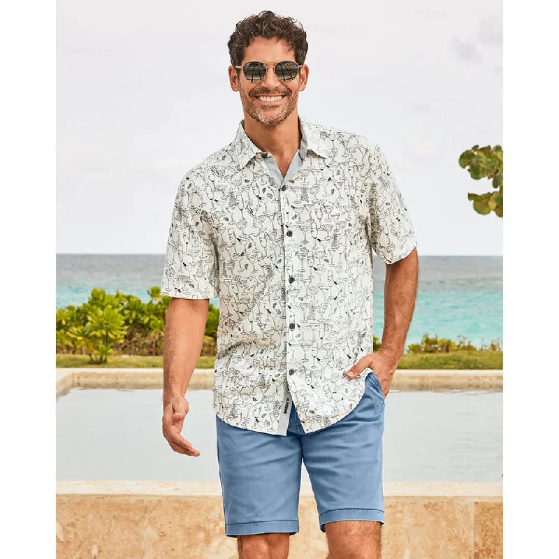 men's elegant dress shirts -Tommy Bahama Mojito Bay Sippin Soiree Camp Shirt - White