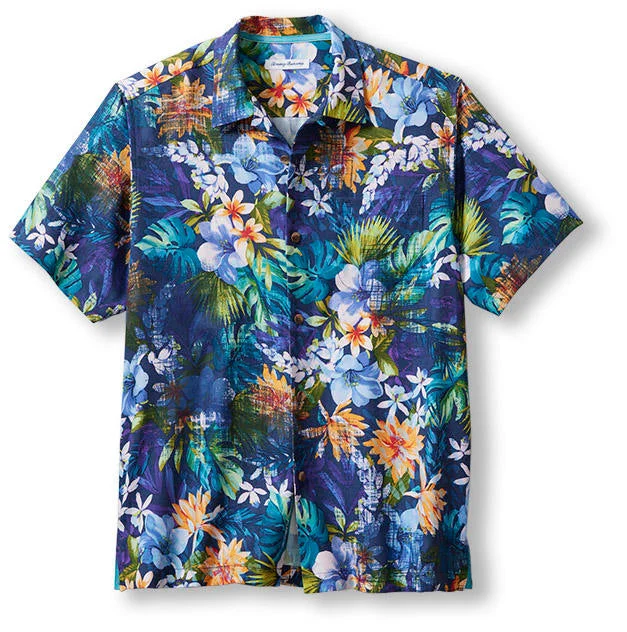 men's formal dress shirts -Tommy Bahama Garden Of Hope And Courage Camp Shirt - Island Navy