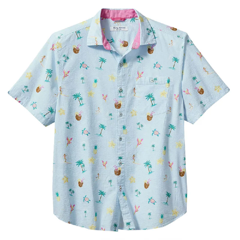 men's slim-fit formal shirts -Tommy Bahama Nova Wave Surfs Up Camp Shirt - Dew Drop