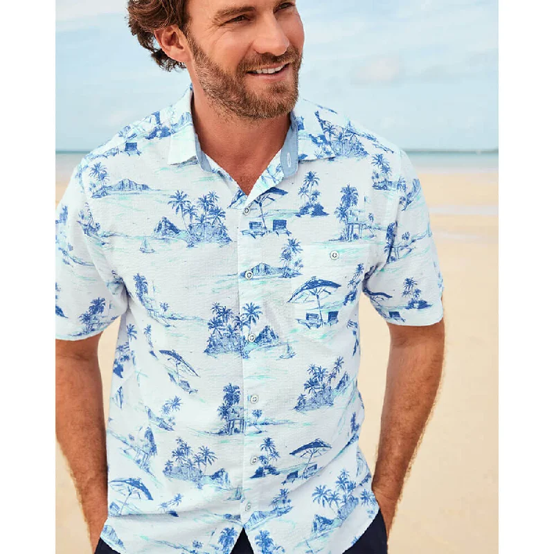 men's versatile button-up shirts -Tommy Bahama Nova Wave Beach Days Camp Shirt - White