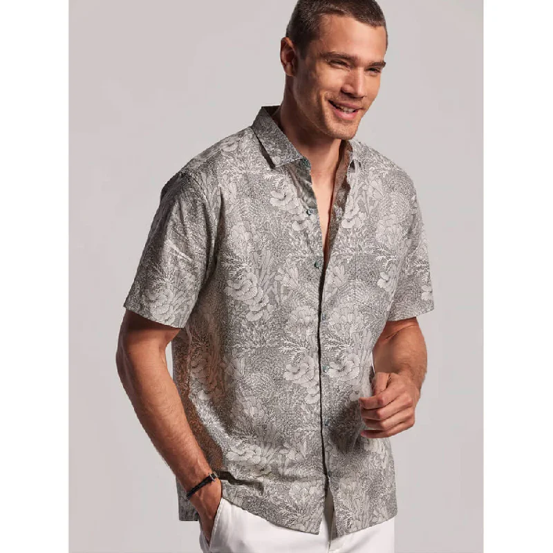 men's luxury shirts -Tori Richard Good Reef! Cotton Lawn Camp Shirt - Charcoal