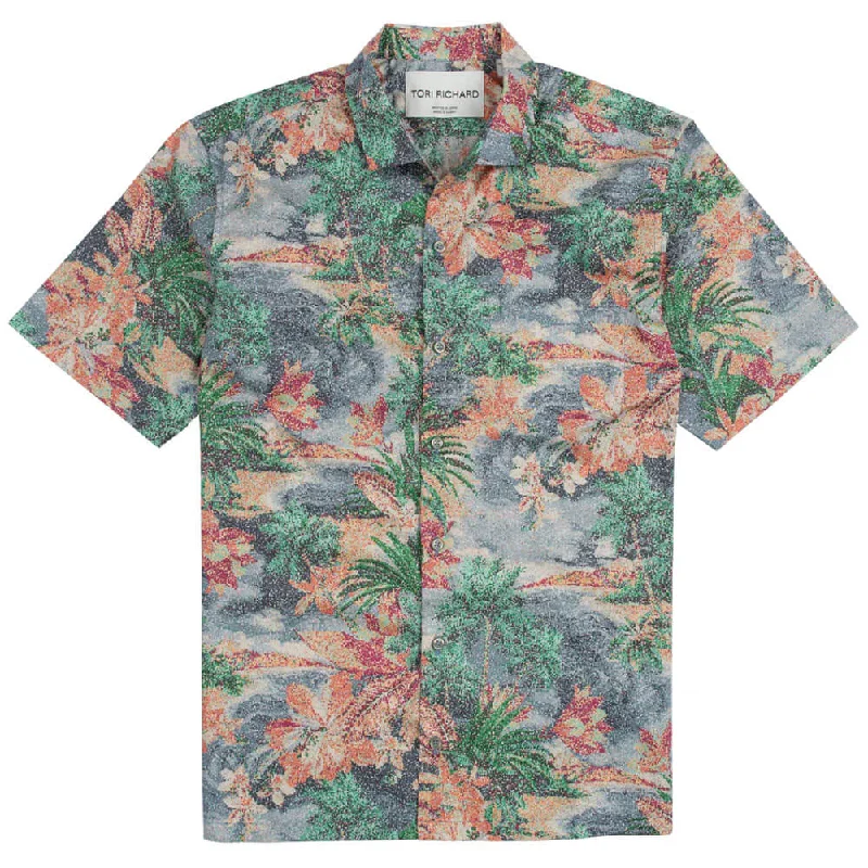 men's designer shirts -Tori Richard Point Of View Cotton Lawn Camp Shirt - Pebble