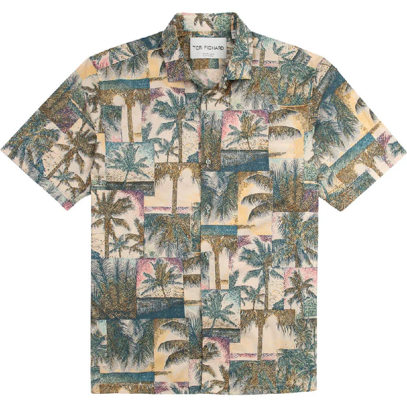 men's cool printed shirts -Tori Richard Chromatic Cotton Lawn Camp Shirt - Island Green