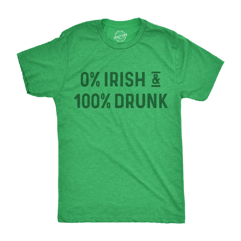 men's simple stylish t-shirts -0% Irish 100% Drunk Men's T Shirt