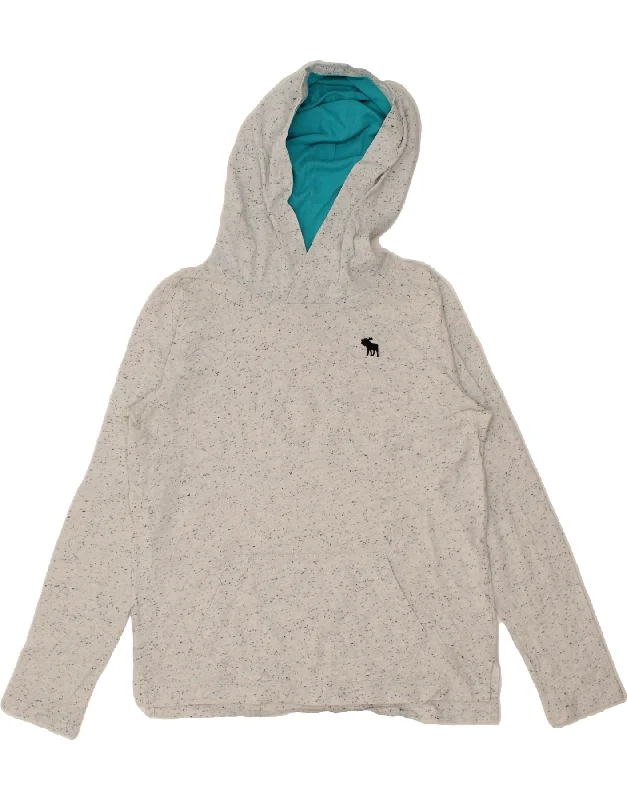 men's hoodie for layering -ABERCROMBIE & FITCH Boys Hoodie Jumper 15-16 Years Grey Flecked