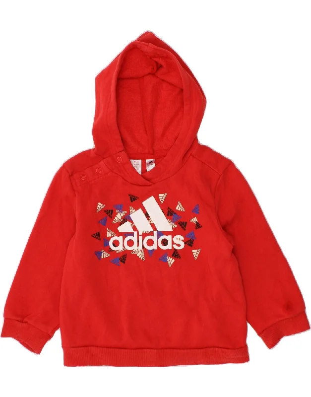 men's hoodie for winter sports -ADIDAS Baby Boys Graphic Hoodie Jumper 18-24 Months Red Cotton