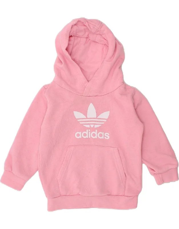 men's light hoodie for spring -ADIDAS Baby Girls Graphic Hoodie Jumper 12-18 Months Pink Cotton