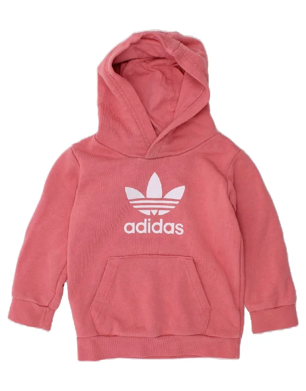 men's eco-friendly hoodies -ADIDAS Baby Girls Graphic Hoodie Jumper 12-18 Months Pink Cotton