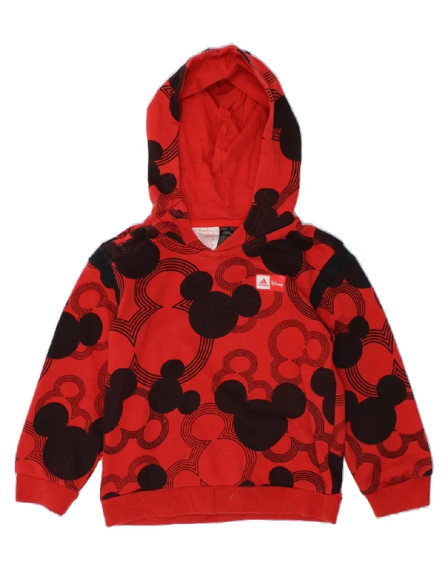 men's cozy fleece sweatshirts -ADIDAS Baby Girls Mickey Mouse Graphic Hoodie Jumper 18-24 Months Red