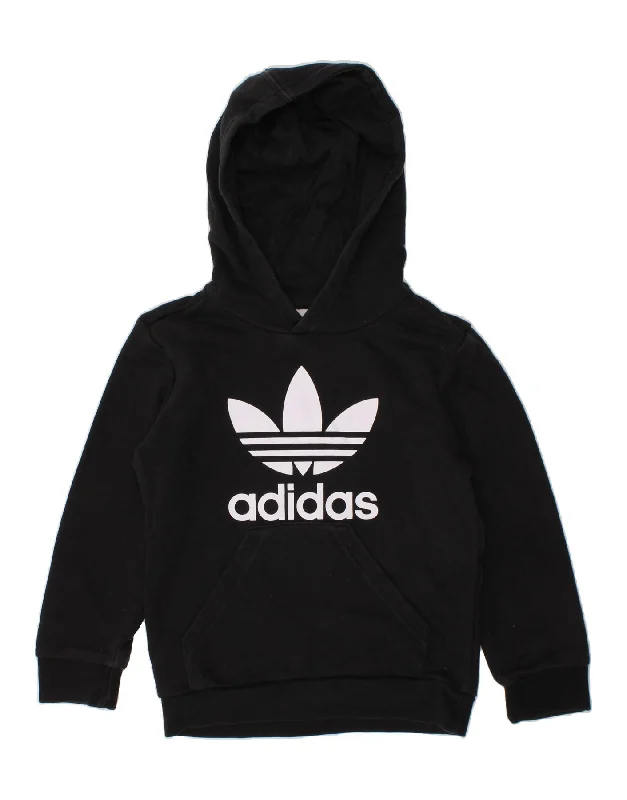 men's comfortable sweatshirts -ADIDAS Boys Graphic Hoodie Jumper 5-6 Years Black