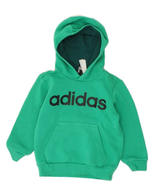 men's eco-friendly hoodies -ADIDAS Boys Graphic Hoodie Jumper 5-6 Years Green Cotton