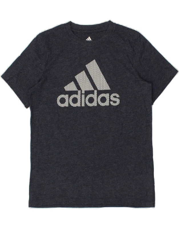 men's slim-fit plain t-shirts -ADIDAS Boys Graphic T-Shirt Top 10-11 Years Medium  Navy Blue Cotton