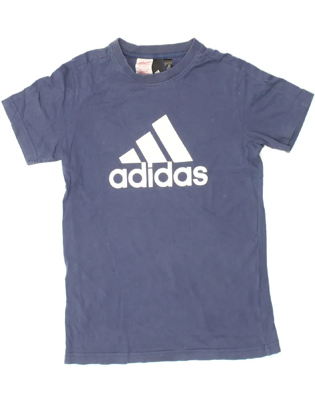 men's outdoor t-shirts -ADIDAS Boys Graphic T-Shirt Top 11-12 Years Blue Cotton