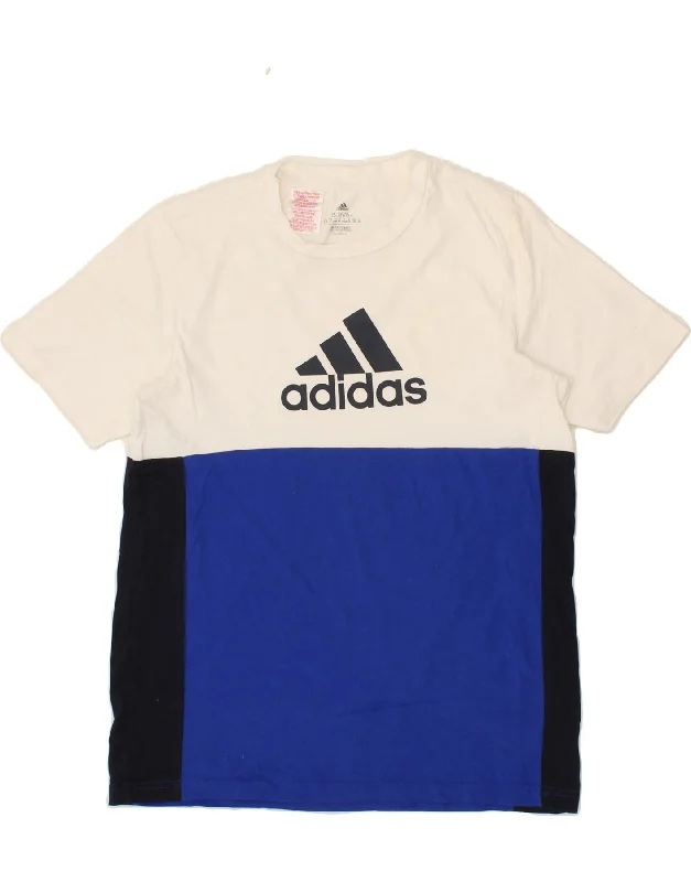 men's colorful t-shirts -ADIDAS Boys Graphic T-Shirt Top 13-14 Years White Colourblock Cotton