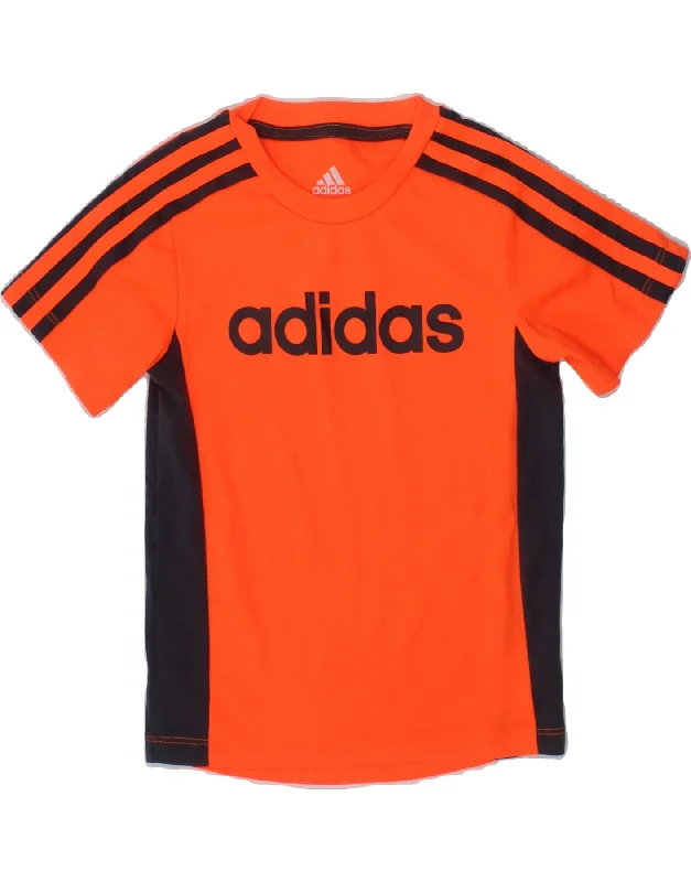 men's modern design t-shirts -ADIDAS Boys Graphic T-Shirt Top 2-3 Years Orange Colourblock Polyester