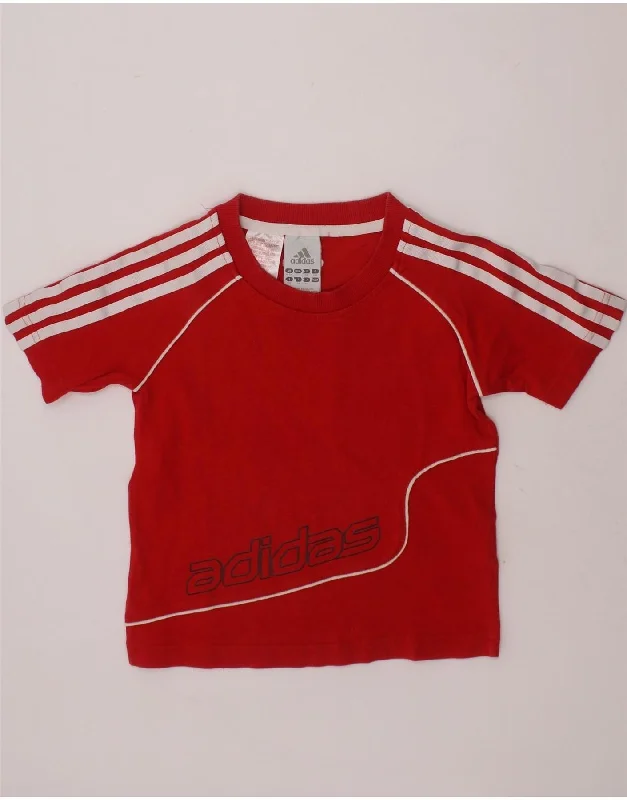 men's cool slogan tees -ADIDAS Boys Graphic T-Shirt Top 4-5 Years Red Cotton