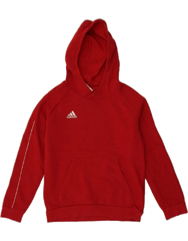 men's hoodie with creative prints -ADIDAS Boys Hoodie Jumper 11-12 Years Red Cotton