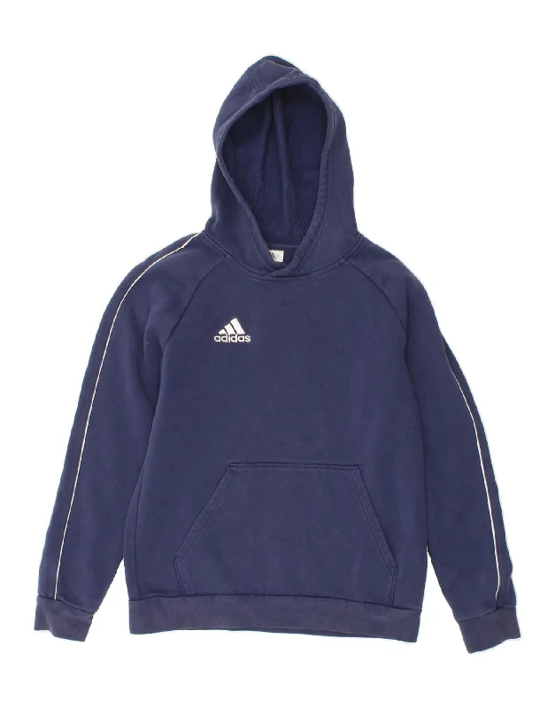 men's lightweight sweatshirts -ADIDAS Boys Hoodie Jumper 13-14 Years Navy Blue Cotton