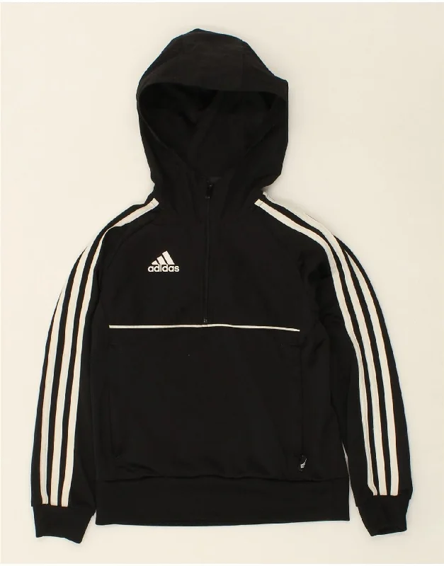 men's hoodie for daily wear -ADIDAS Boys Hoodie Jumper 7-8 Years Black Polyester