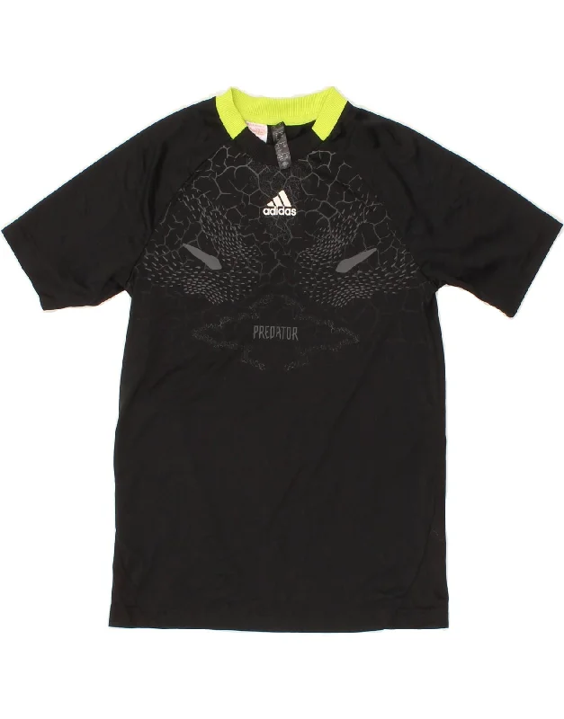 men's trendy t-shirts -ADIDAS Boys T-Shirt Top 11-12 Years Black Polyester