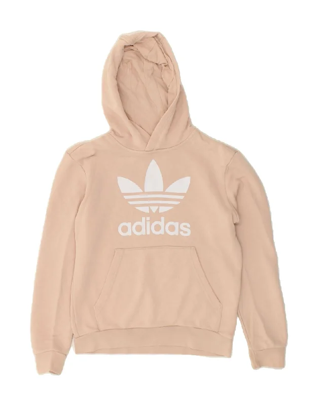 men's oversized hoodie sweatshirt -ADIDAS Girls Graphic Hoodie Jumper 10-11 Years Pink Cotton