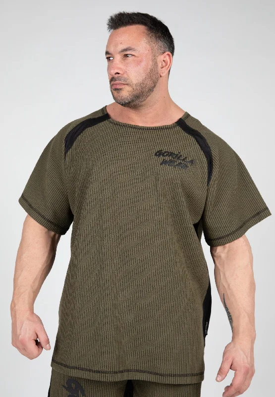 men's high-performance t-shirts -Augustine Old School Workout Top - Army Green