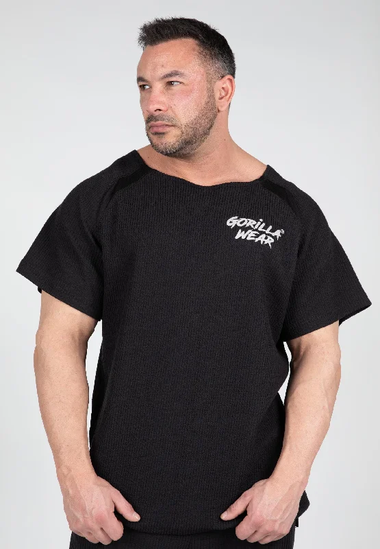 men's funny t-shirts -Augustine Old School Workout Top - Black