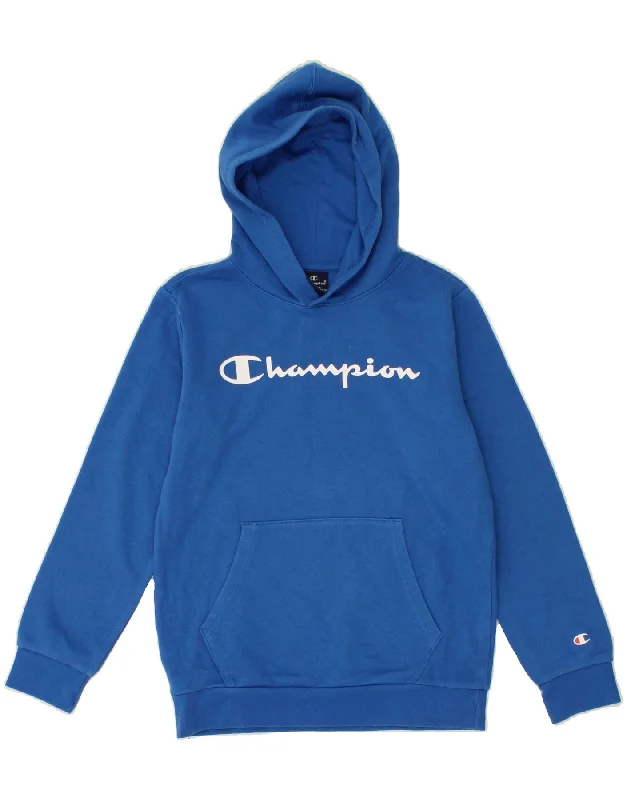 men's graphic hoodies -CHAMPION Boys Graphic Hoodie Jumper 11-12 Years Large  Blue