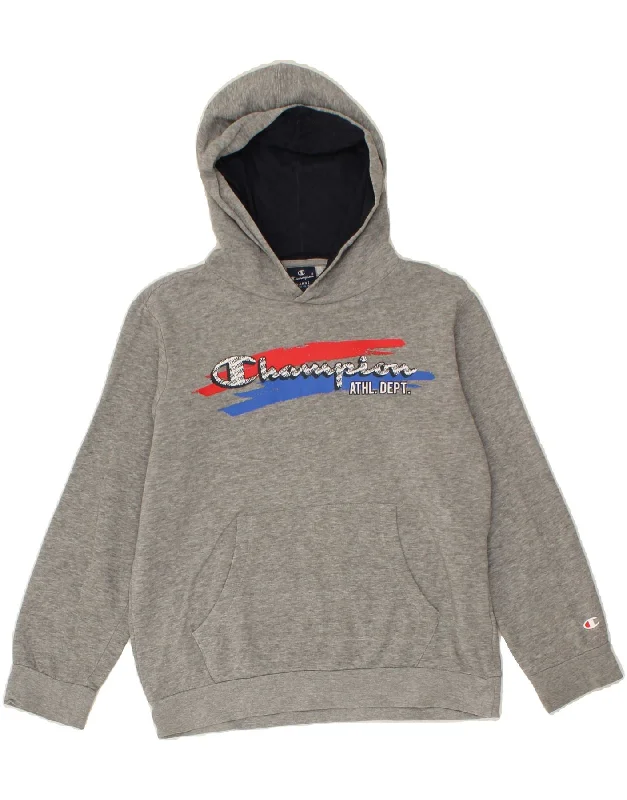 men's hoodies for winter -CHAMPION Boys Graphic Hoodie Jumper 11-12 Years Large  Grey Cotton