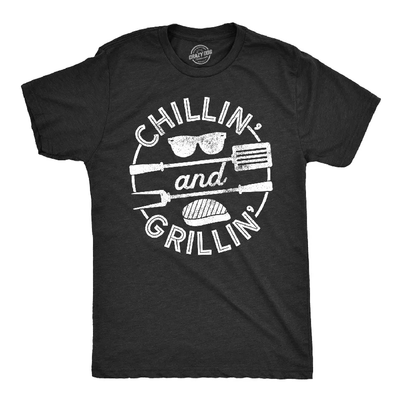 men's comfortable plain t-shirts -Chillin' And Grillin' Men's T Shirt