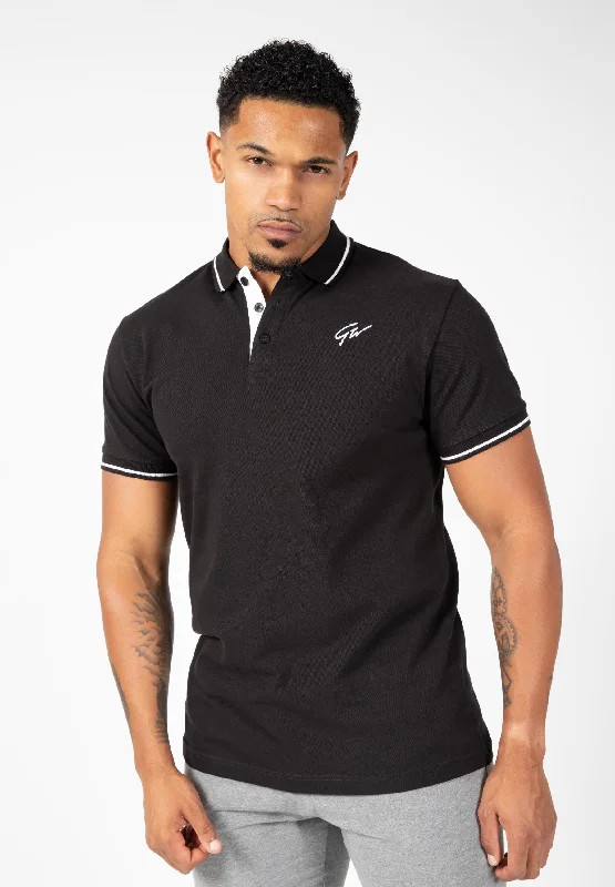 men's cool slogan tees -Delano Polo - Black/White