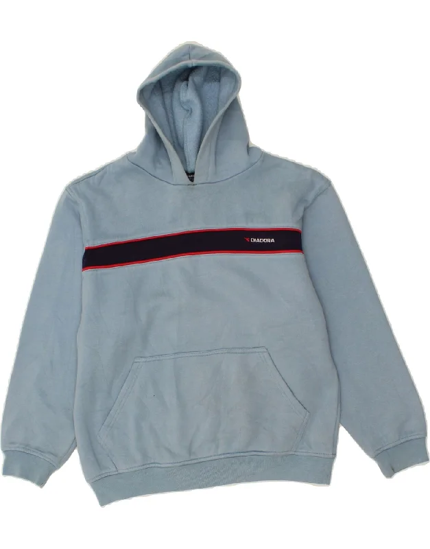 men's oversized sweatshirt hoodies -DIADORA Boys Hoodie Jumper 15-16 Years Large  Blue Cotton