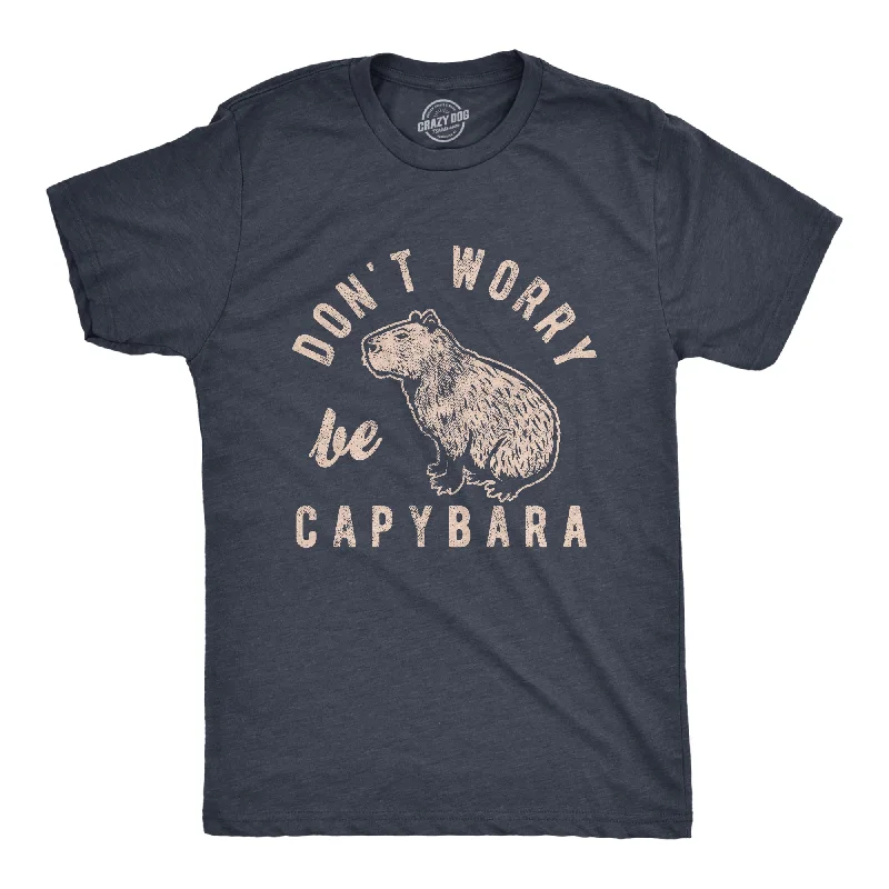 men's casual graphic t-shirts -Dont Worry Be Capybara Men's T Shirt