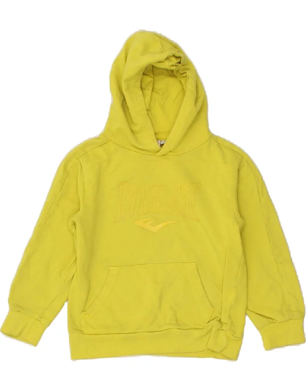 men's pullover hoodie with drawstrings -EVERLAST Boys Graphic Hoodie Jumper 7-8 Years Yellow Cotton