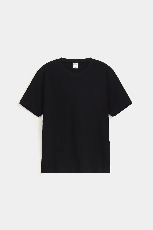 men's v-neck t-shirts -Basic Textured T-shirt