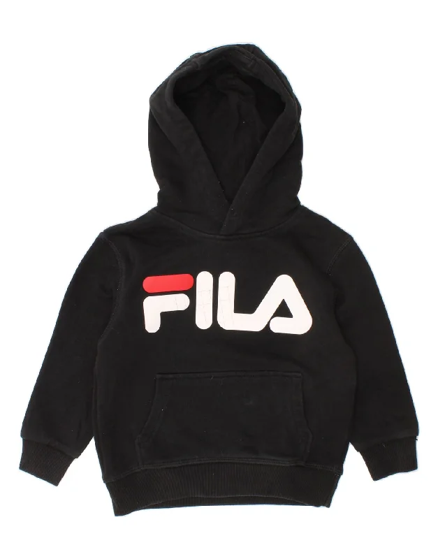 men's lightweight sweatshirts -FILA Baby Boys Graphic Hoodie Jumper 18-24 Months Black Cotton