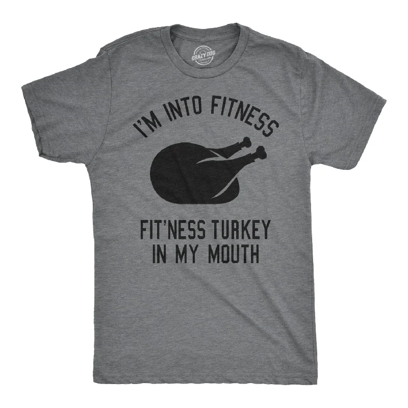 men's basic white t-shirts -Fitness Turkey In My Mouth Men's T Shirt