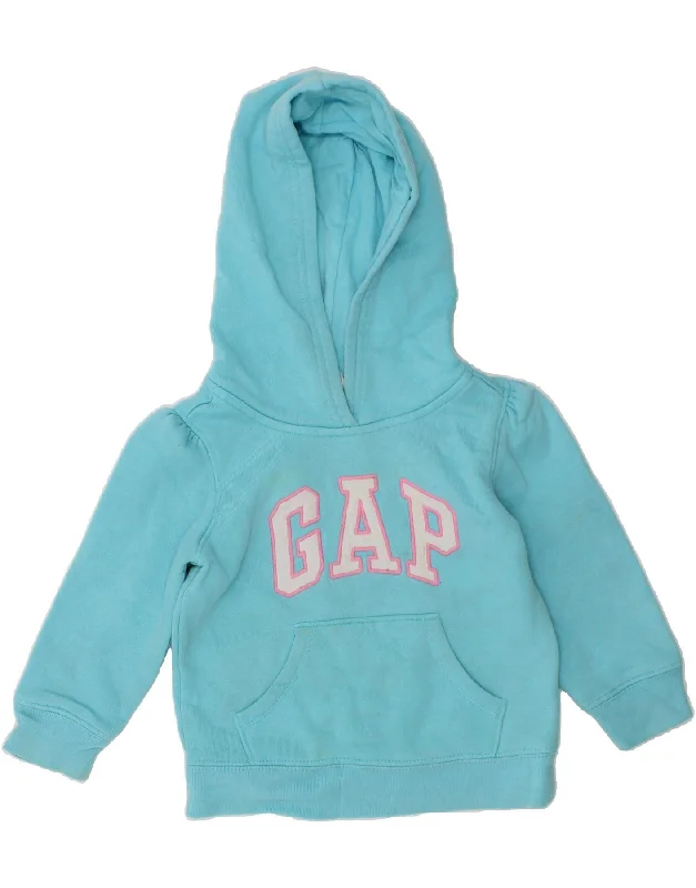 men's workout hoodies -GAP Baby Girls Graphic Hoodie Jumper 18-24 Months Blue Cotton