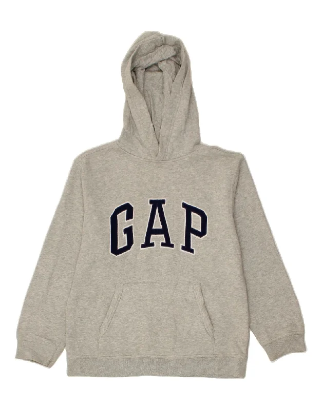 men's hoodie for fall season -GAP Boys Graphic Hoodie Jumper 12-13 Years Grey Cotton