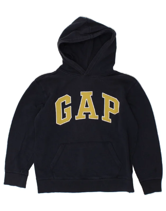 men's trendy oversized hoodies -GAP Boys Graphic Hoodie Jumper 13-14 Years 2XL Navy Blue Cotton