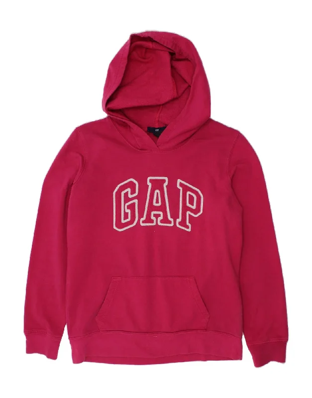 men's soft cotton hoodies -GAP Girls Graphic Hoodie Jumper 11-12 Years Small Pink Cotton