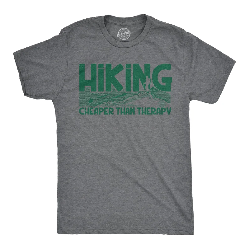 men's designer printed t-shirts -Hiking Cheaper Than Therapy Men's T Shirt