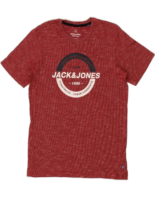 men's comfortable summer tees -JACK & JONES Boys Graphic T-Shirt Top 13-14 Years Red Pinstripe Cotton