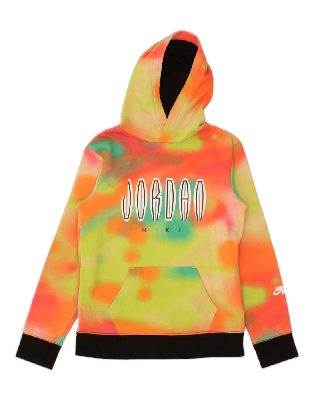 men's hoodie for layering -JORDAN Boys Graphic Hoodie Jumper 12-13 Years Large Multicoloured Tie Dye