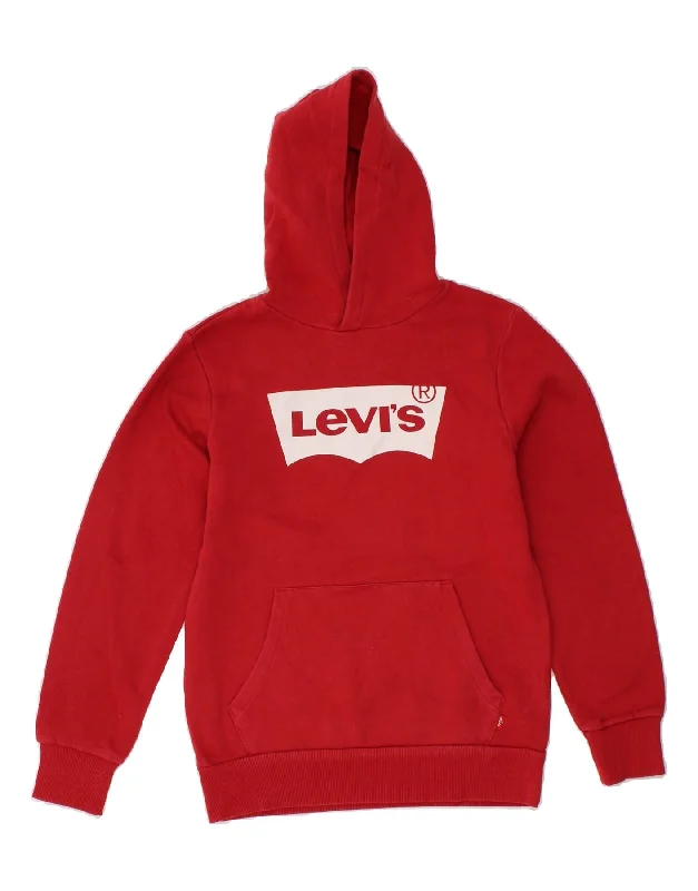 men's graphic print hoodies -LEVI'S Boys Graphic Hoodie Jumper 15-16 Years Red